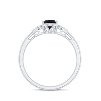 0.9 Carat Oval Cut Black Opal Engagement Ring with Diamond
