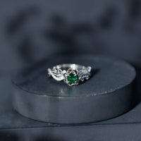 Lab Grown Emerald Diamond Flower Engagement Ring with Certificate