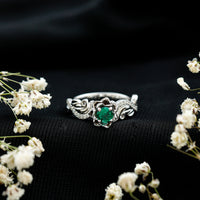 Lab Grown Emerald Diamond Flower Engagement Ring with Certificate