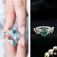 Lab Grown Emerald Diamond Flower Engagement Ring with Certificate