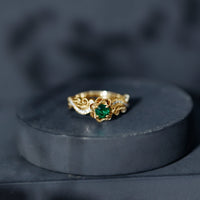 Lab Grown Emerald Diamond Flower Engagement Ring with Certificate