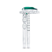 Designer Lab Grown Emerald Diamond Teardrop Engagement Ring with Wedding Band