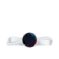 Classic Black Opal and Diamond Solitaire Engagement Ring