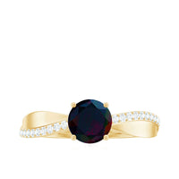 Classic Black Opal and Diamond Solitaire Engagement Ring