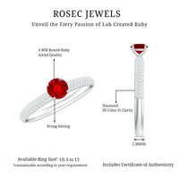 Minimalist Lab Created Ruby Ring with Diamond Side Stones