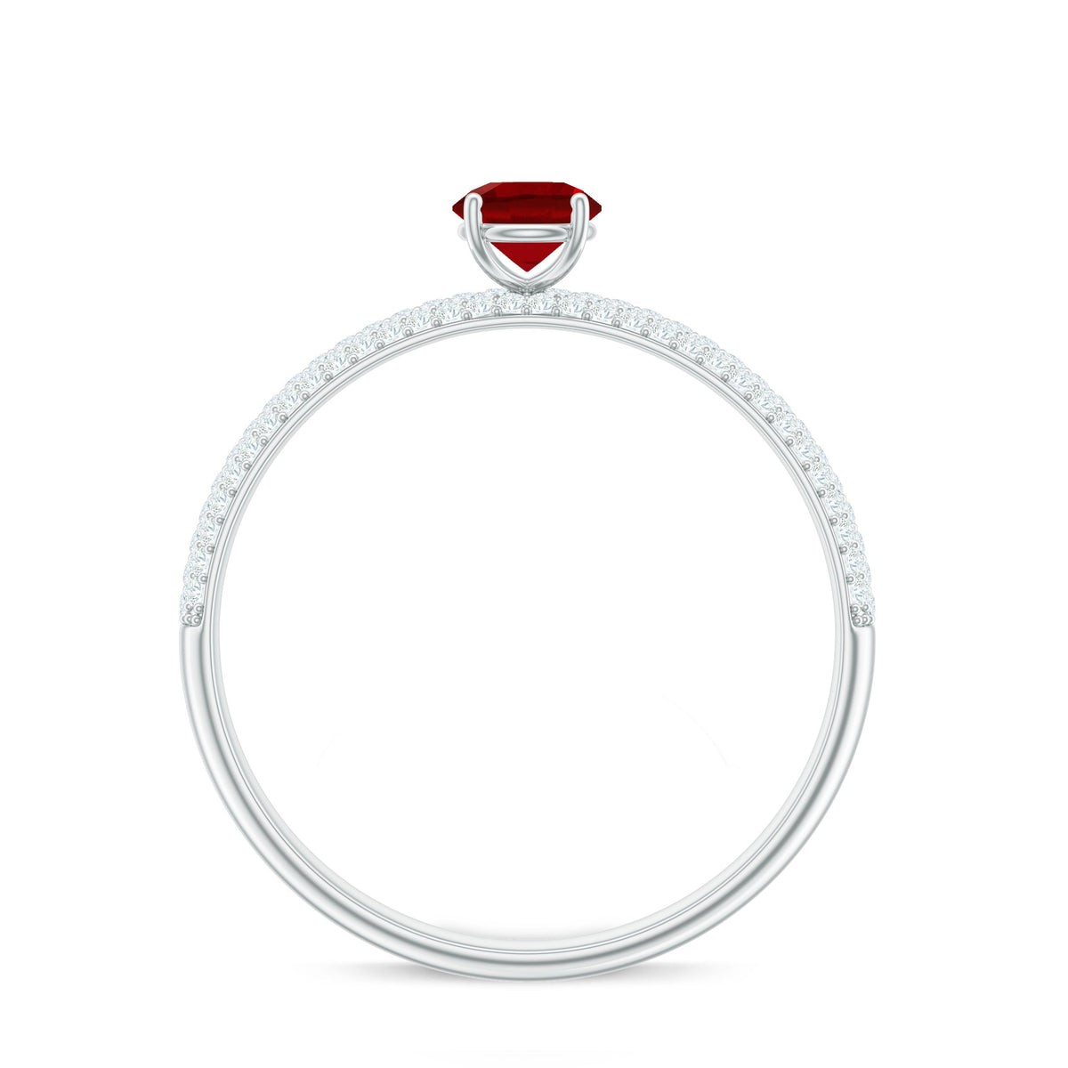 Minimalist Lab Created Ruby Ring with Diamond Side Stones