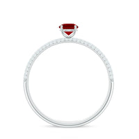 Minimalist Lab Created Ruby Ring with Diamond Side Stones