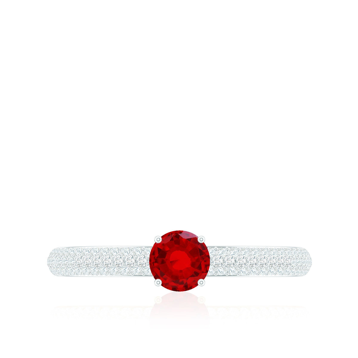 Minimalist Lab Created Ruby Ring with Diamond Side Stones