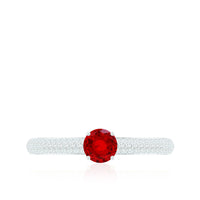 Minimalist Lab Created Ruby Ring with Diamond Side Stones