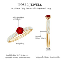 Minimalist Lab Created Ruby Ring with Diamond Side Stones
