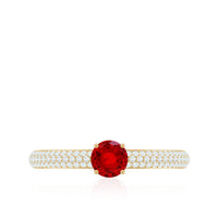 Minimalist Lab Created Ruby Ring with Diamond Side Stones