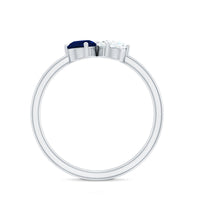 Blue Sapphire and Diamond Toi Et Moi Ring