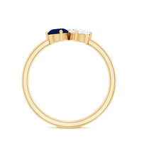 Blue Sapphire and Diamond Toi Et Moi Ring