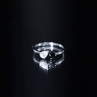 Lab Created Black and White Diamond 2 Stone Ring