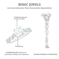 Pear Shape Lab Grown Diamond Scalloped Solitaire Ring