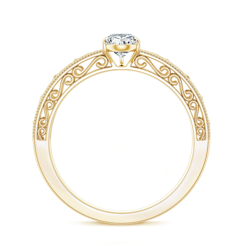 Pear-shaped lab-grown diamond vintage-inspired solitaire ring by Rosec Jewels featuring a classic, elegant design.