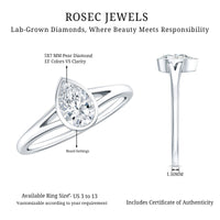Pear Cut Lab Grown Diamond Solitaire Ring in Split Shank