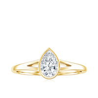Pear Cut Lab Grown Diamond Solitaire Ring in Split Shank