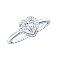 Lab Grown Diamond Heart Solitaire Ring with Engraved Details