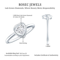 Lab Grown Diamond Heart Solitaire Ring with Engraved Details