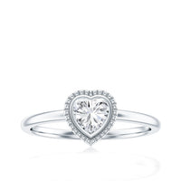 Lab Grown Diamond Heart Solitaire Ring with Engraved Details