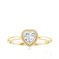Lab Grown Diamond Heart Solitaire Ring with Engraved Details