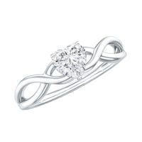 Lab Grown Diamond Heart Promise Ring in Crossover Shank