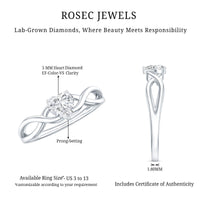 Lab Grown Diamond Heart Promise Ring in Crossover Shank