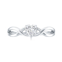Lab Grown Diamond Heart Promise Ring in Crossover Shank