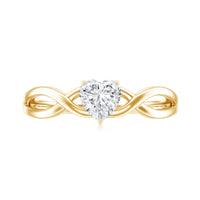 Lab Grown Diamond Heart Promise Ring in Crossover Shank