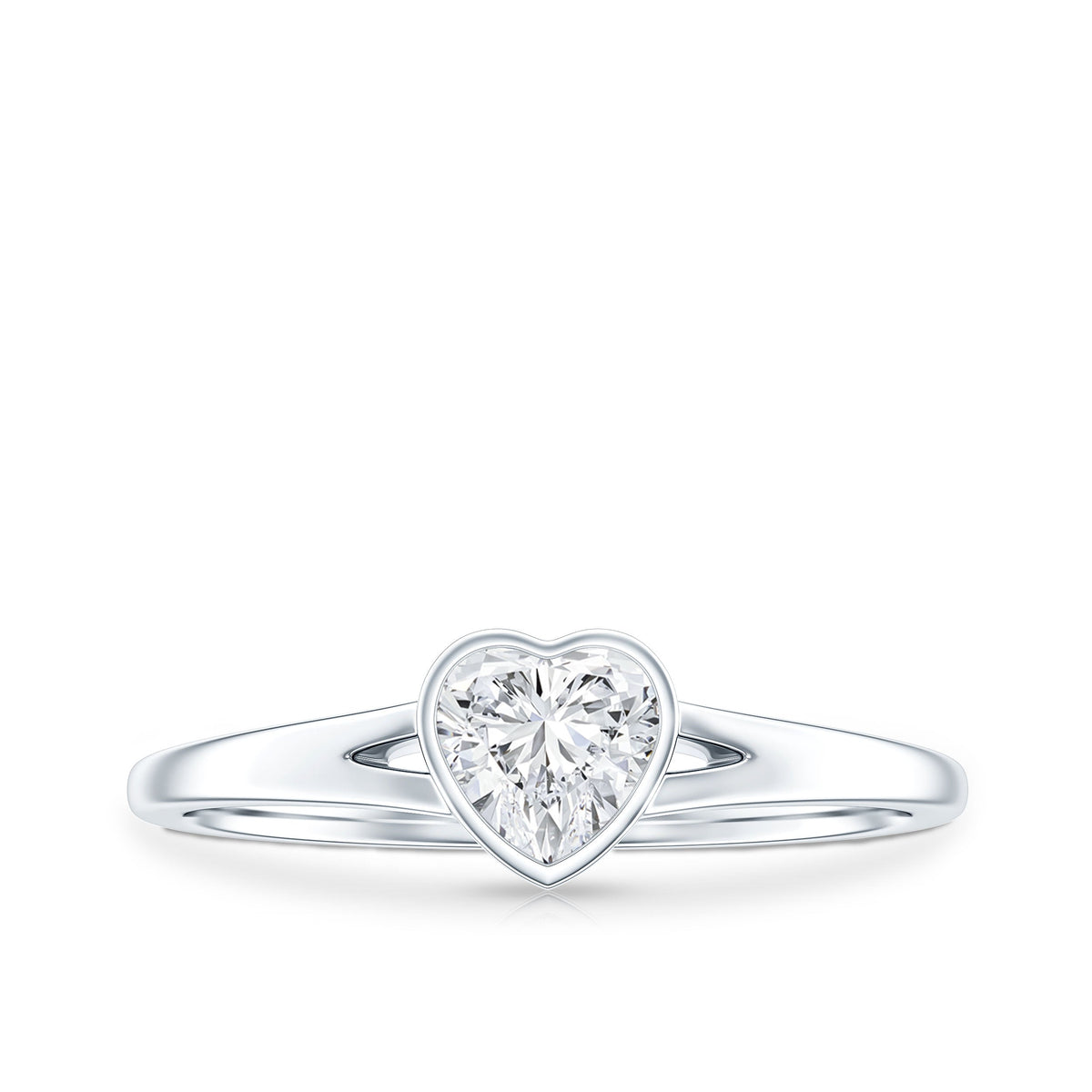 Heart Shape Lab Grown Diamond Solitaire Ring in Split Shank