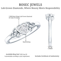Heart Shape Lab Grown Diamond Solitaire Celtic Ring