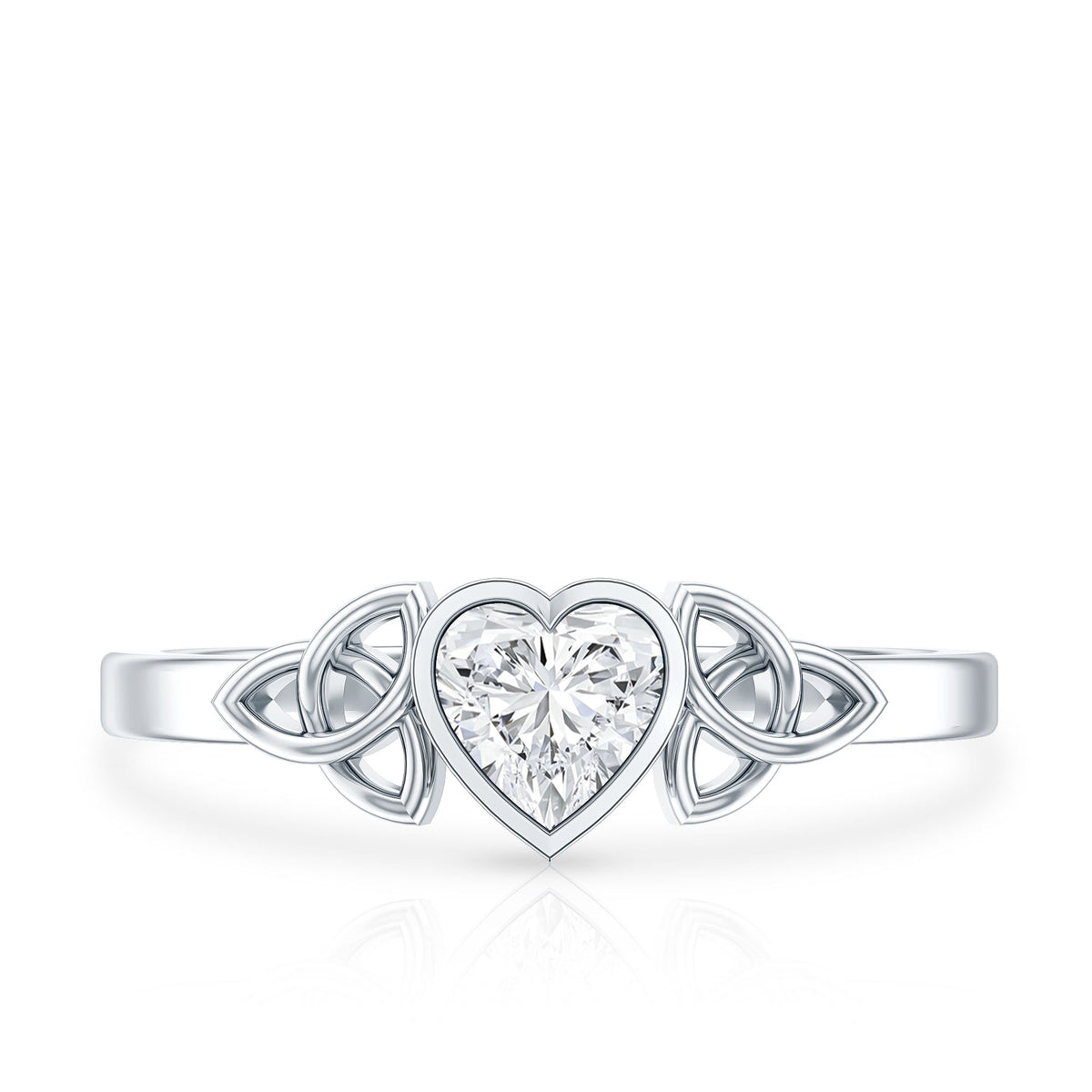 Heart Shape Lab Grown Diamond Solitaire Celtic Ring