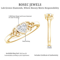 Heart Shape Lab Grown Diamond Solitaire Celtic Ring