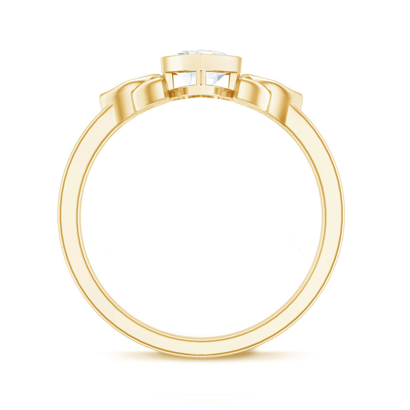 Heart-shaped lab-grown diamond solitaire Celtic ring by Rosec Jewels, featuring a detailed Celtic design on a silver band.