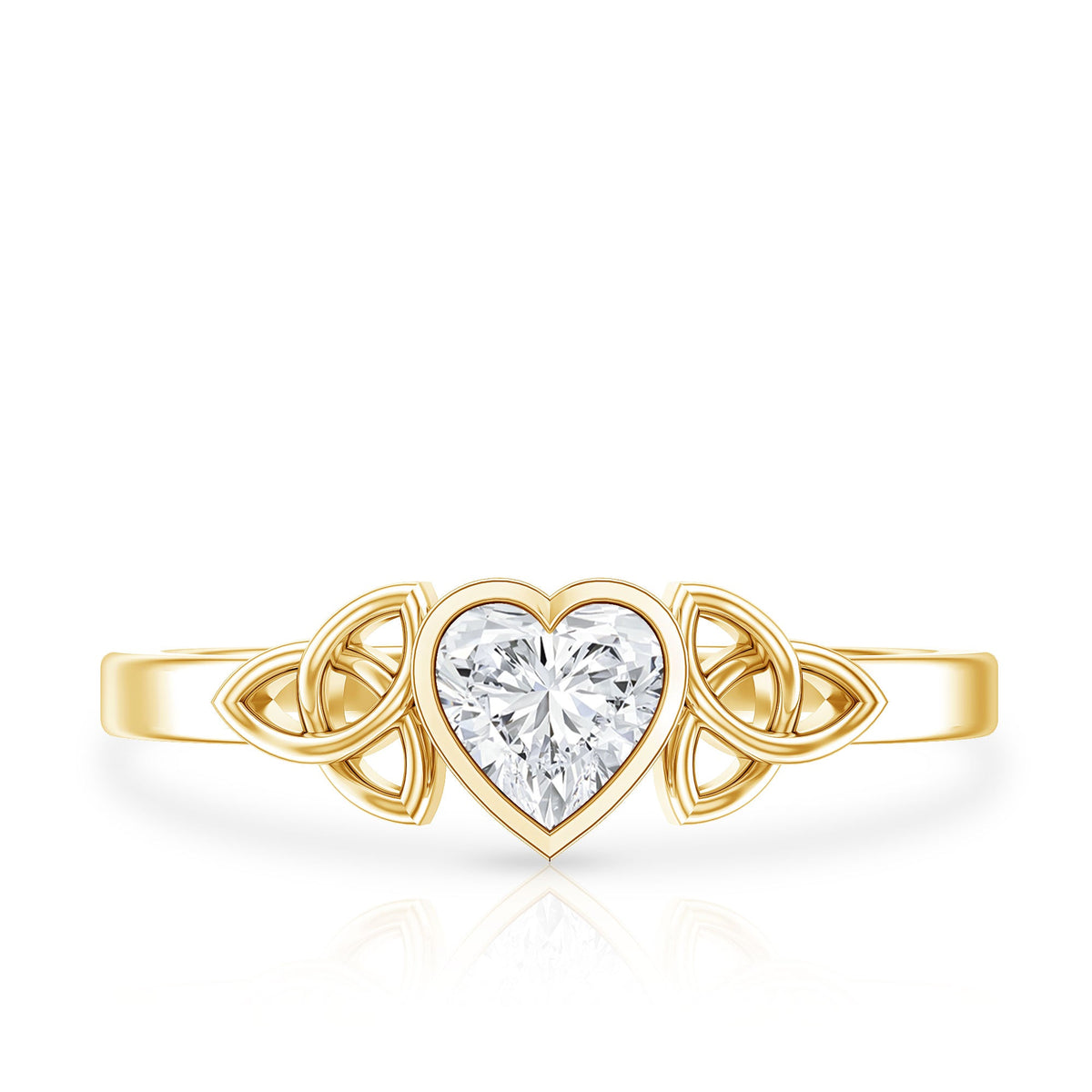 Heart Shape Lab Grown Diamond Solitaire Celtic Ring
