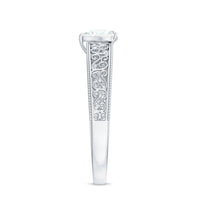 Vintage Inspired Heart Shape Lab Grown Diamond Solitaire Filigree Ring