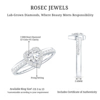 Heart Shape Lab Grown Diamond Engagement Ring with Halo