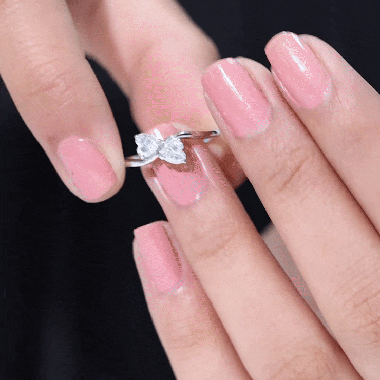 Heart-shaped lab-grown diamond Toi Et Moi promise ring by Rosec Jewels featuring yellow gold band and intricate detail.