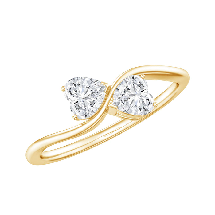 Heart-shaped lab-grown diamond Toi Et Moi promise ring by Rosec Jewels featuring two sparkling diamonds on a sleek band.