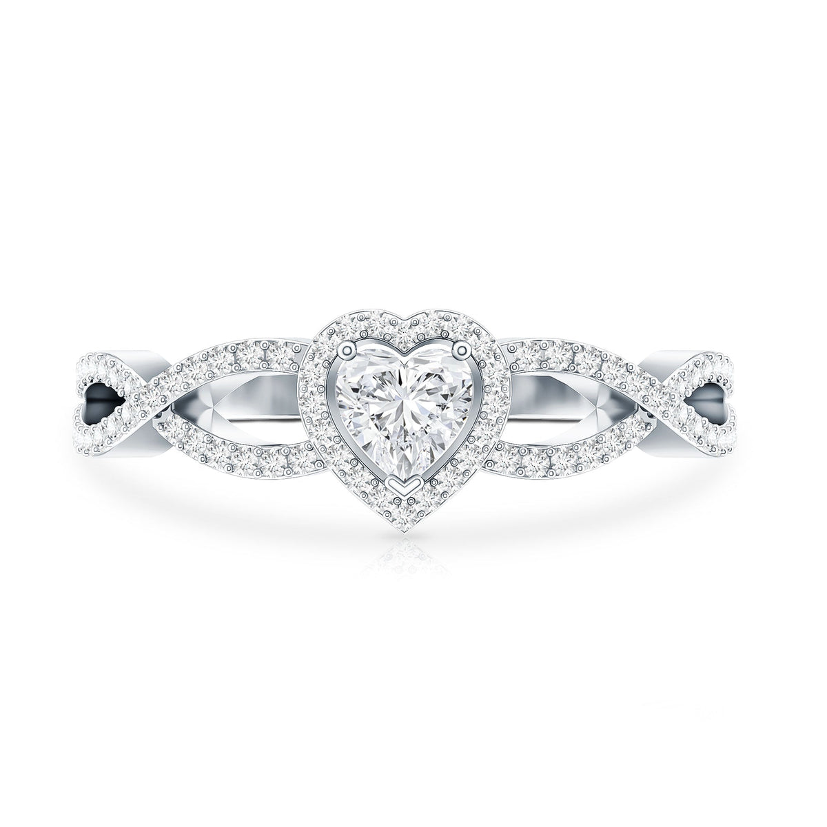 Heart Shape Lab Grown Diamond Criss Cross Engagement Ring