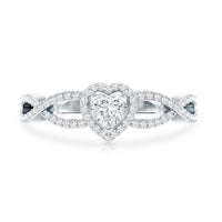 Heart Shape Lab Grown Diamond Criss Cross Engagement Ring