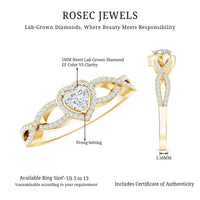 Heart Shape Lab Grown Diamond Criss Cross Engagement Ring