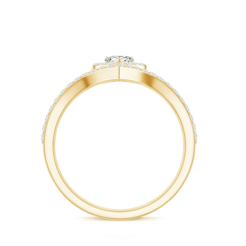 Heart-shaped lab-grown diamond bridal ring set by Rosec Jewels featuring sparkling engagement and wedding bands.