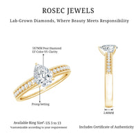 Pear Shaped Lab Grown Diamond Solitaire Engagement Ring