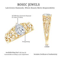 Pear Shaped Lab Created Diamond Solitaire Filigree Ring