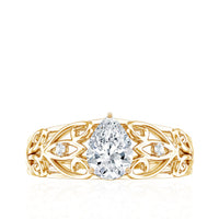 Pear Shaped Lab Created Diamond Solitaire Filigree Ring