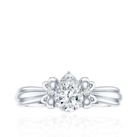 Pear Cut Lab Grown Diamond Solitaire Engagement Ring with Bow