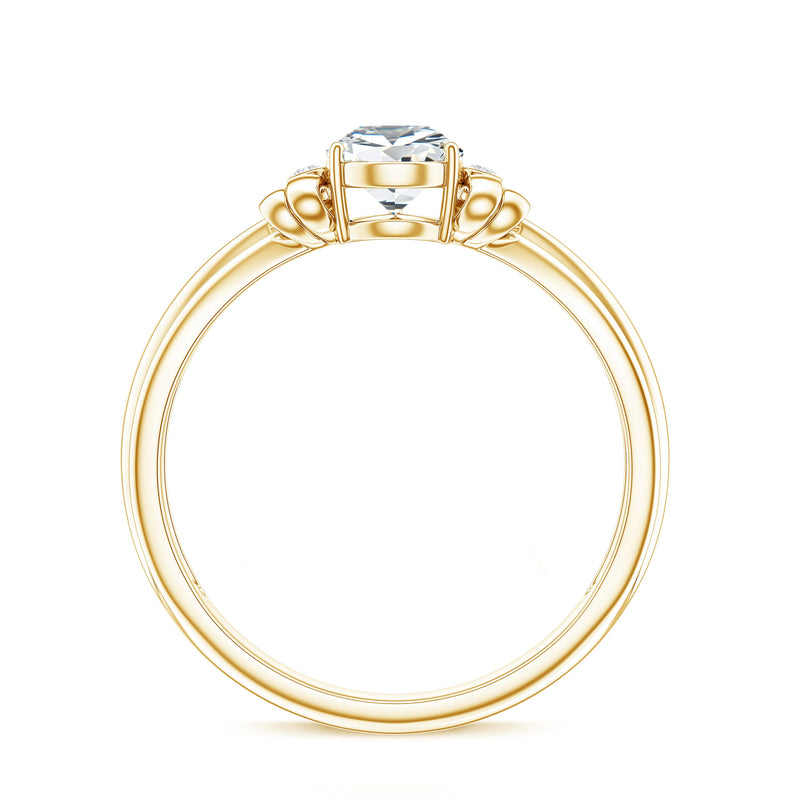 Pear cut lab-grown diamond solitaire engagement ring with a bow design, featuring a sparkling diamond set in a elegant ring band.