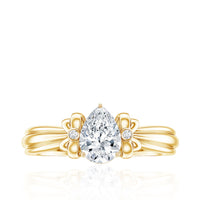Pear Cut Lab Grown Diamond Solitaire Engagement Ring with Bow